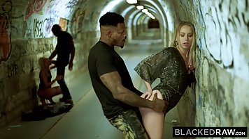 black guys are fucking hot blonde babes in various public pl...