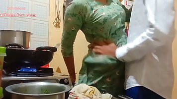 indian milf is getting fucked in the kitchen instead of maki...